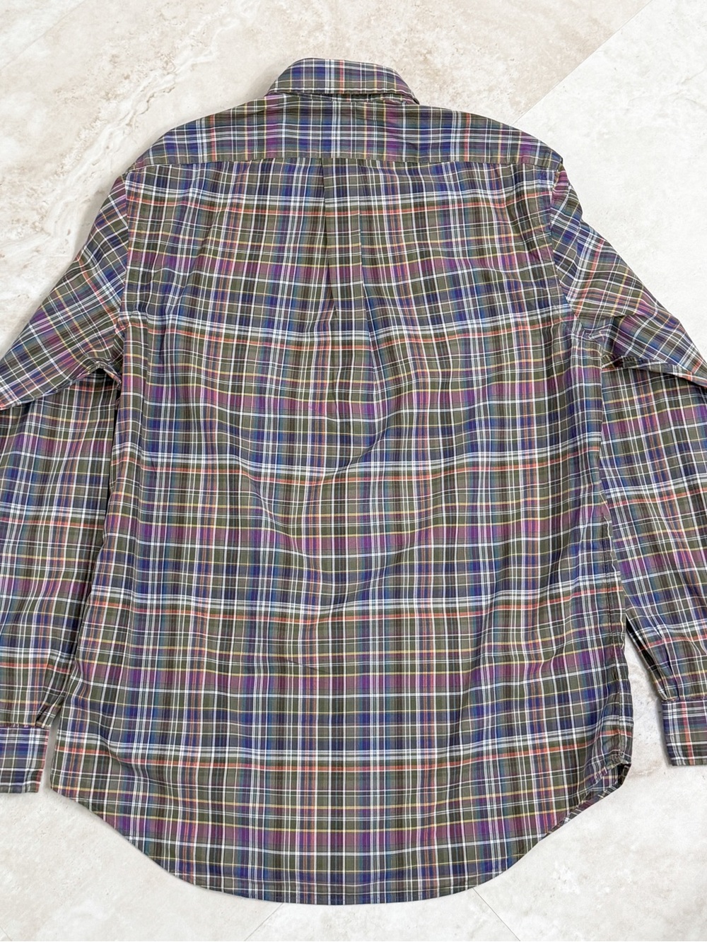 Ralph Lauren Men's Green Plaid Button-Down Shirt Medium Long Sleeve Pony Logo - Picture 4 of 4